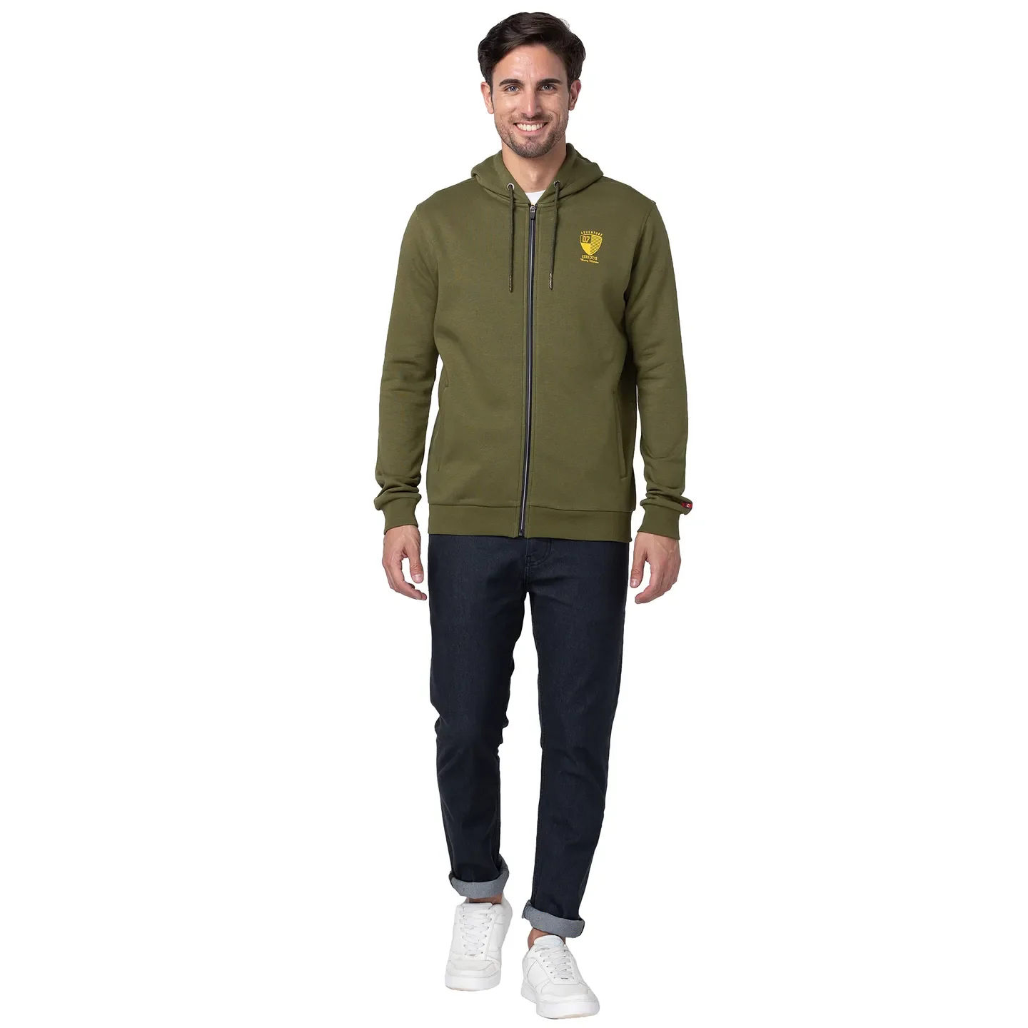 Olive Regular Fit Men's Hoodie by Being Human Clothing - Image 2
