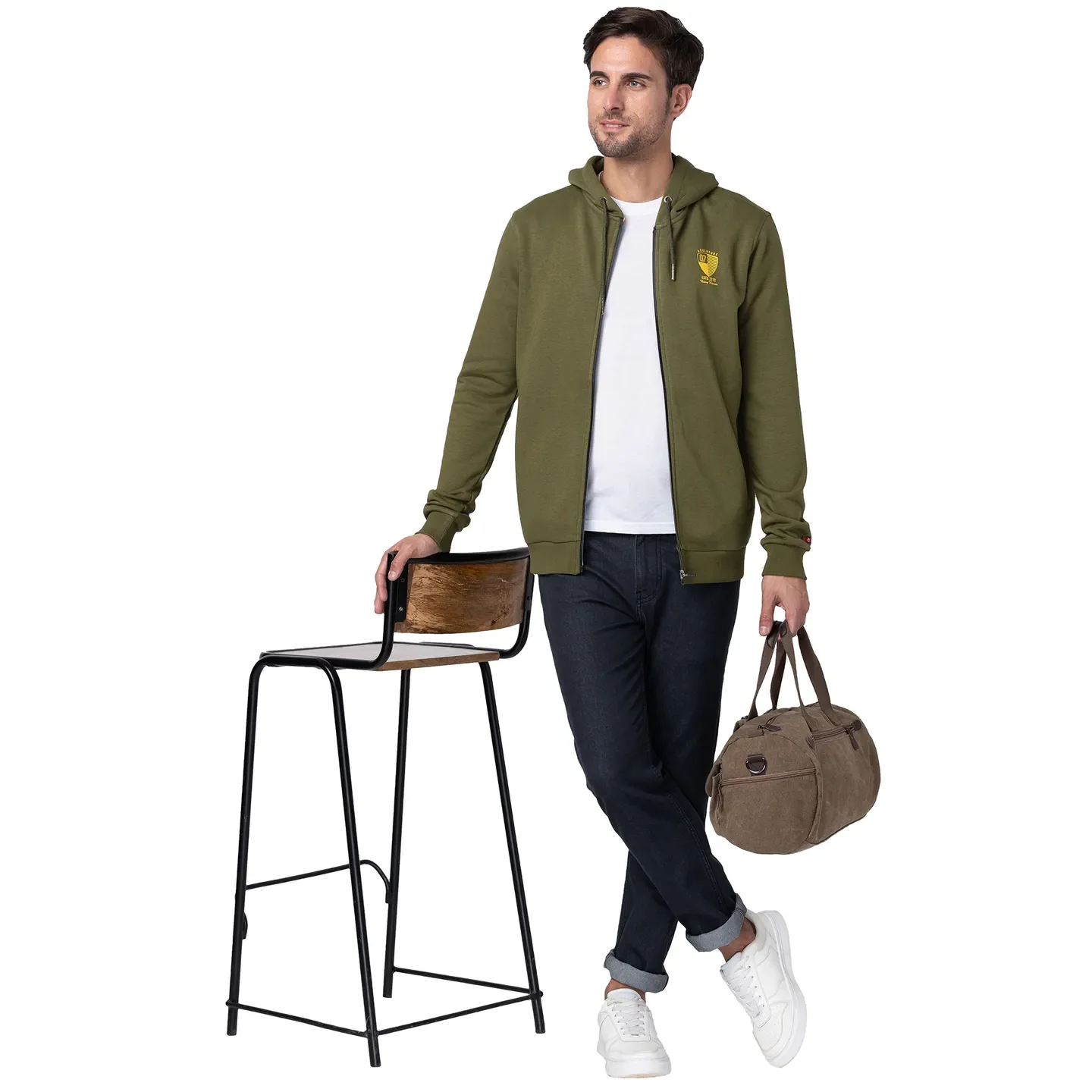 Olive Regular Fit Men's Hoodie by Being Human Clothing - Image 6