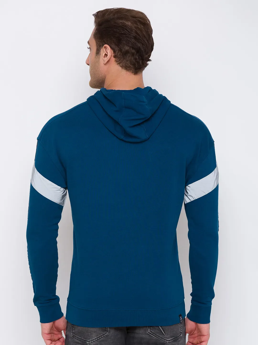 Blue Regular Fit  Long Sleeves Cotton Men's Hoodie by Being Human Clothing - Image 3