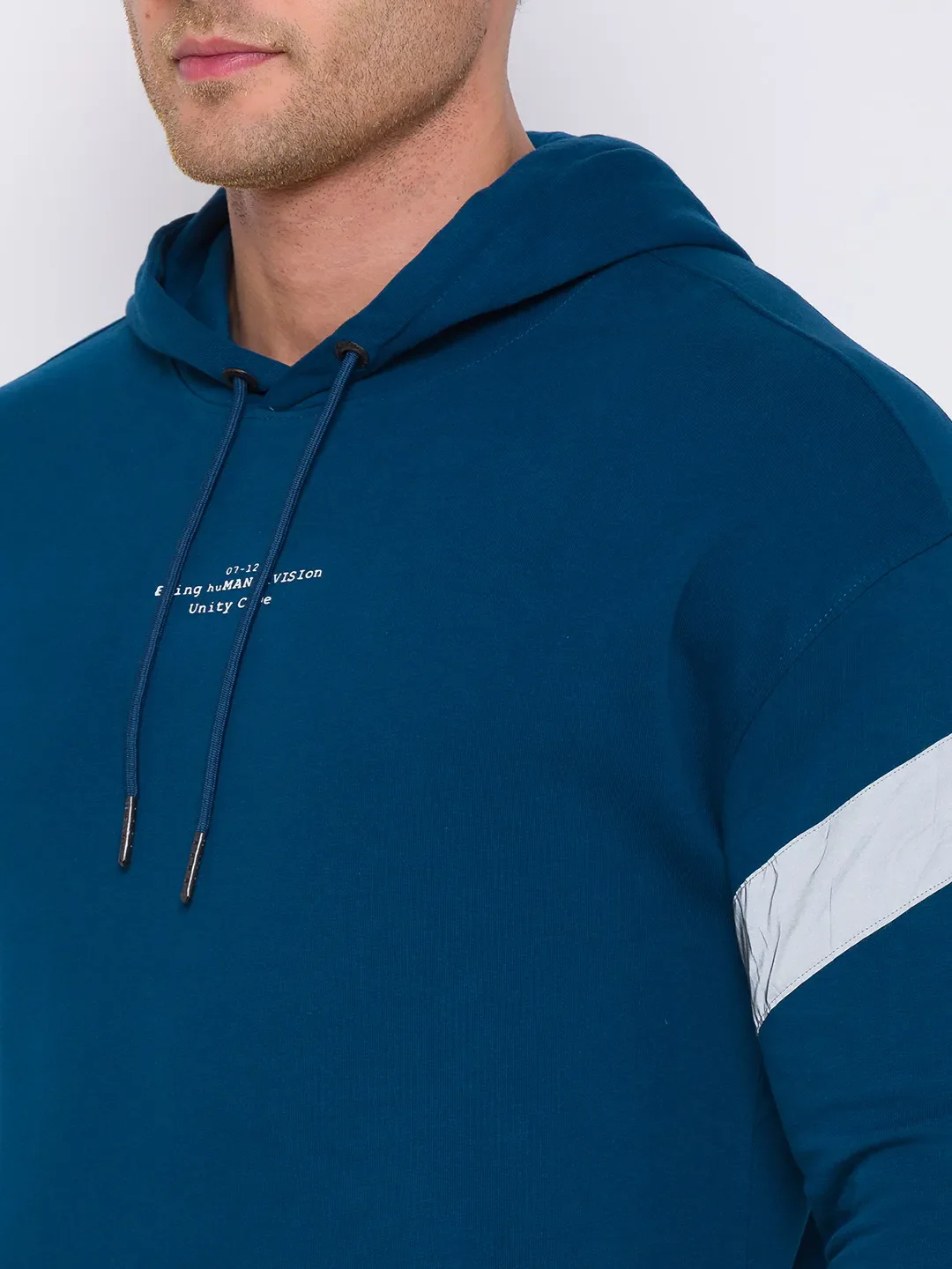 Blue Regular Fit  Long Sleeves Cotton Men's Hoodie by Being Human Clothing - Image 5