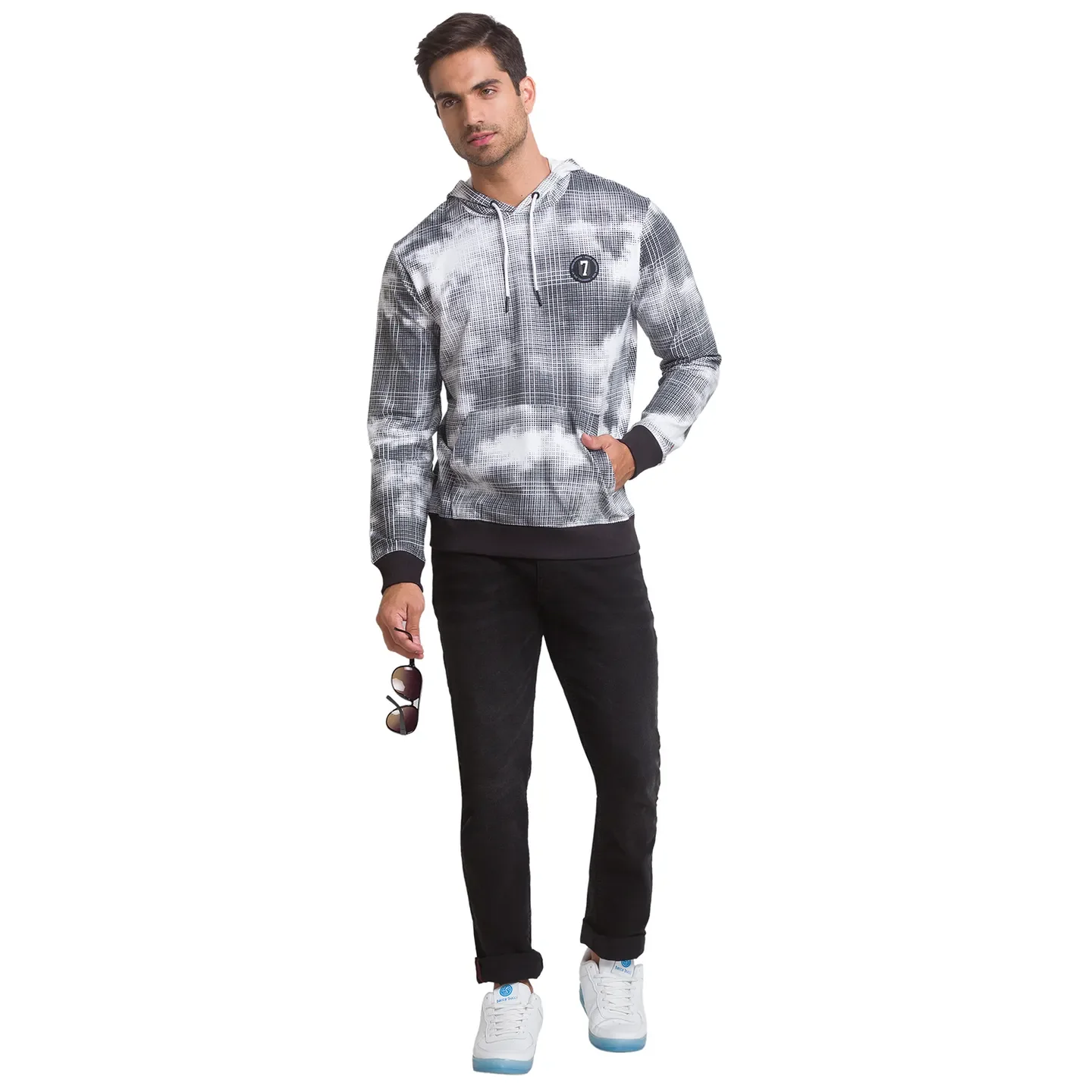 White Regular Fit Long Sleeves Cotton Men's Hoodie by Being Human Clothing - Image 3