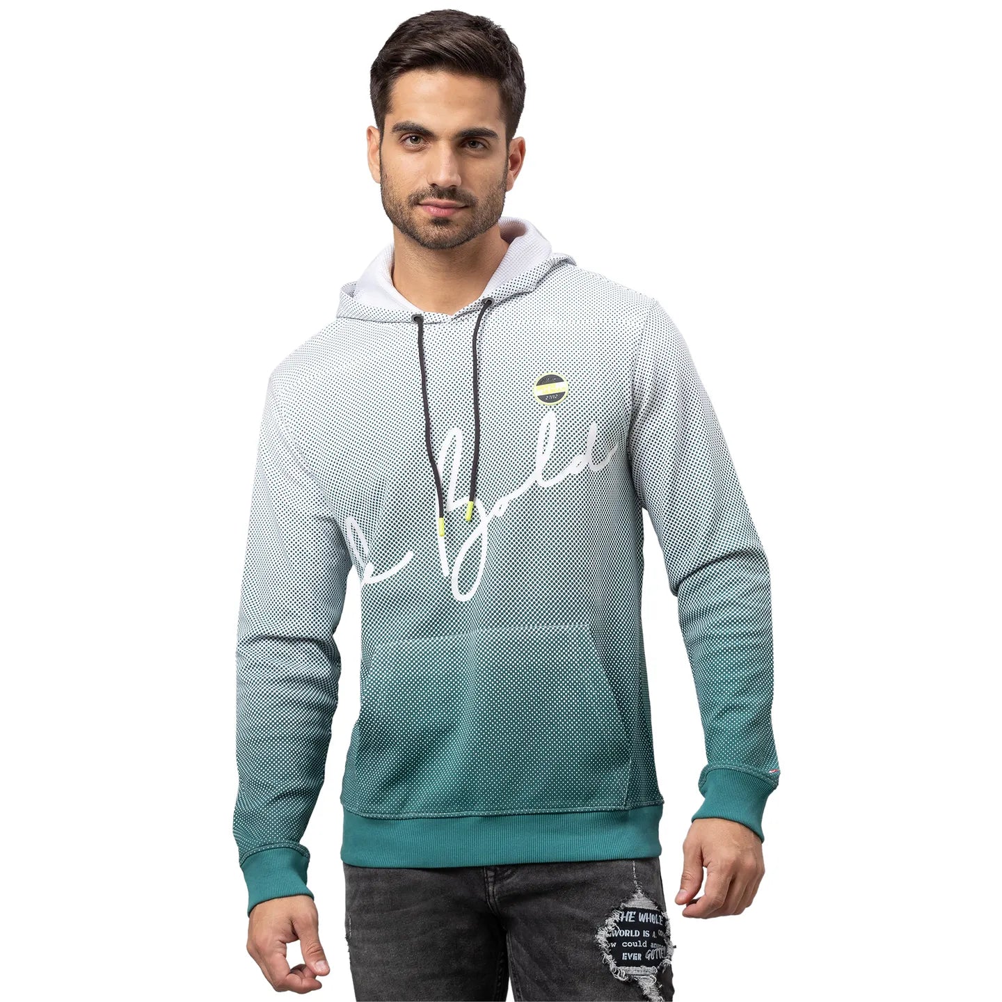 White Regular Fit  Long Sleeves Cotton Men's Hoodie by Being Human Clothing
