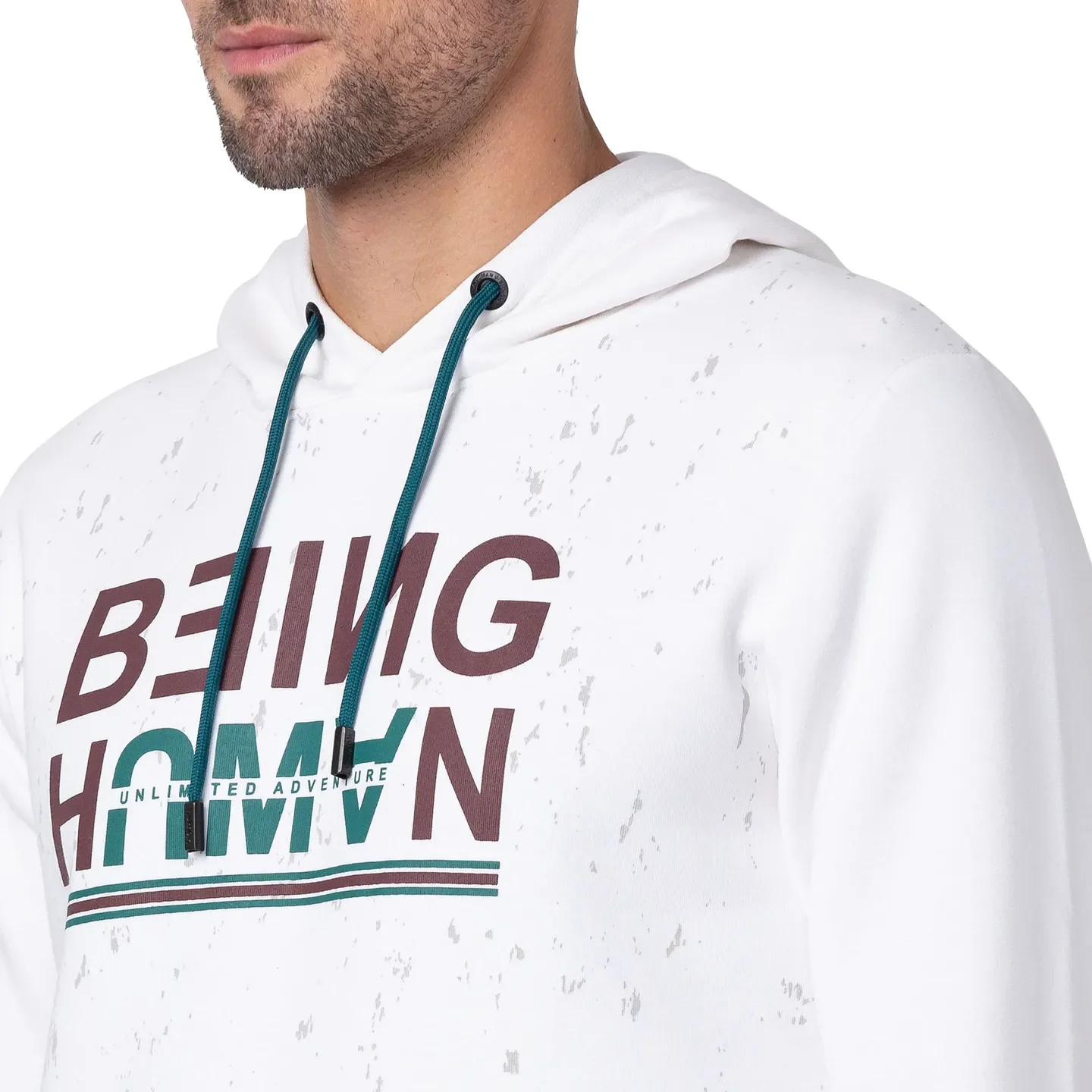 White Regular Fit Men's Hoodie by Being Human Clothing - Image 5