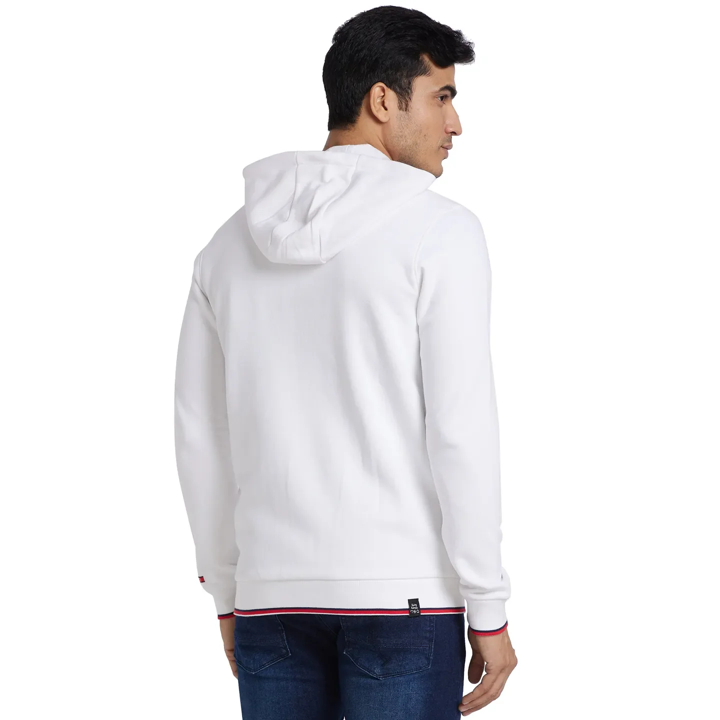 White Regular Fit  Long Sleeves Cotton Men's Hoodie by Being Human Clothing - Image 3