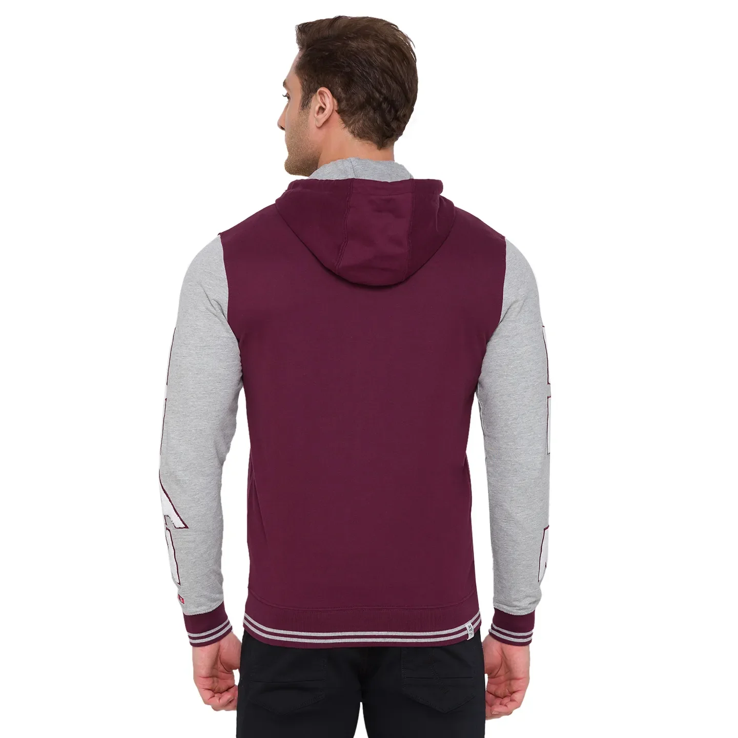 Red Regular Fit  Long Sleeves Cotton Men's Hoodie by Being Human Clothing - Image 3
