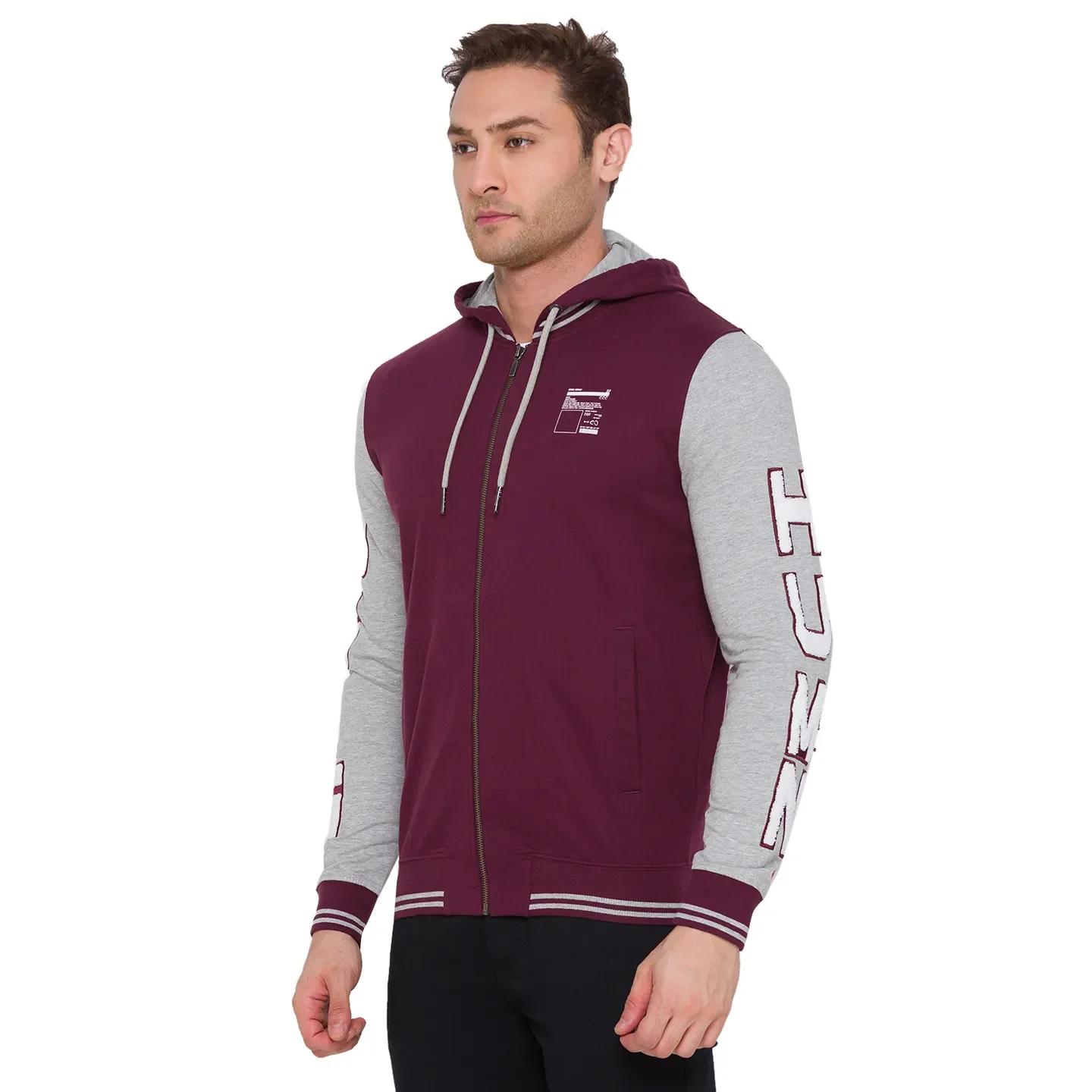 Red Regular Fit  Long Sleeves Cotton Men's Hoodie by Being Human Clothing - Image 4