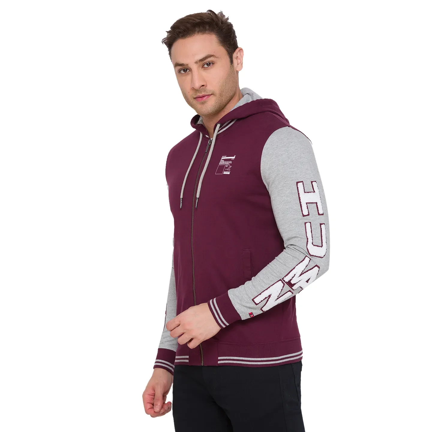 Red Regular Fit  Long Sleeves Cotton Men's Hoodie by Being Human Clothing - Image 5