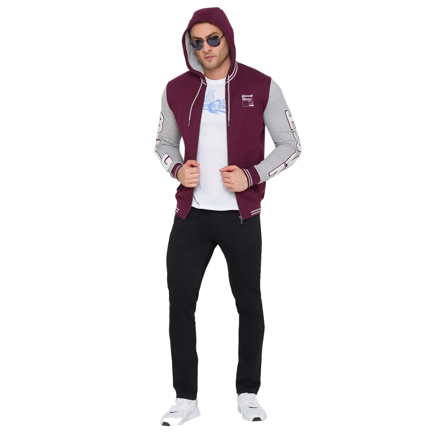 Red Regular Fit  Long Sleeves Cotton Men's Hoodie by Being Human Clothing - Image 6
