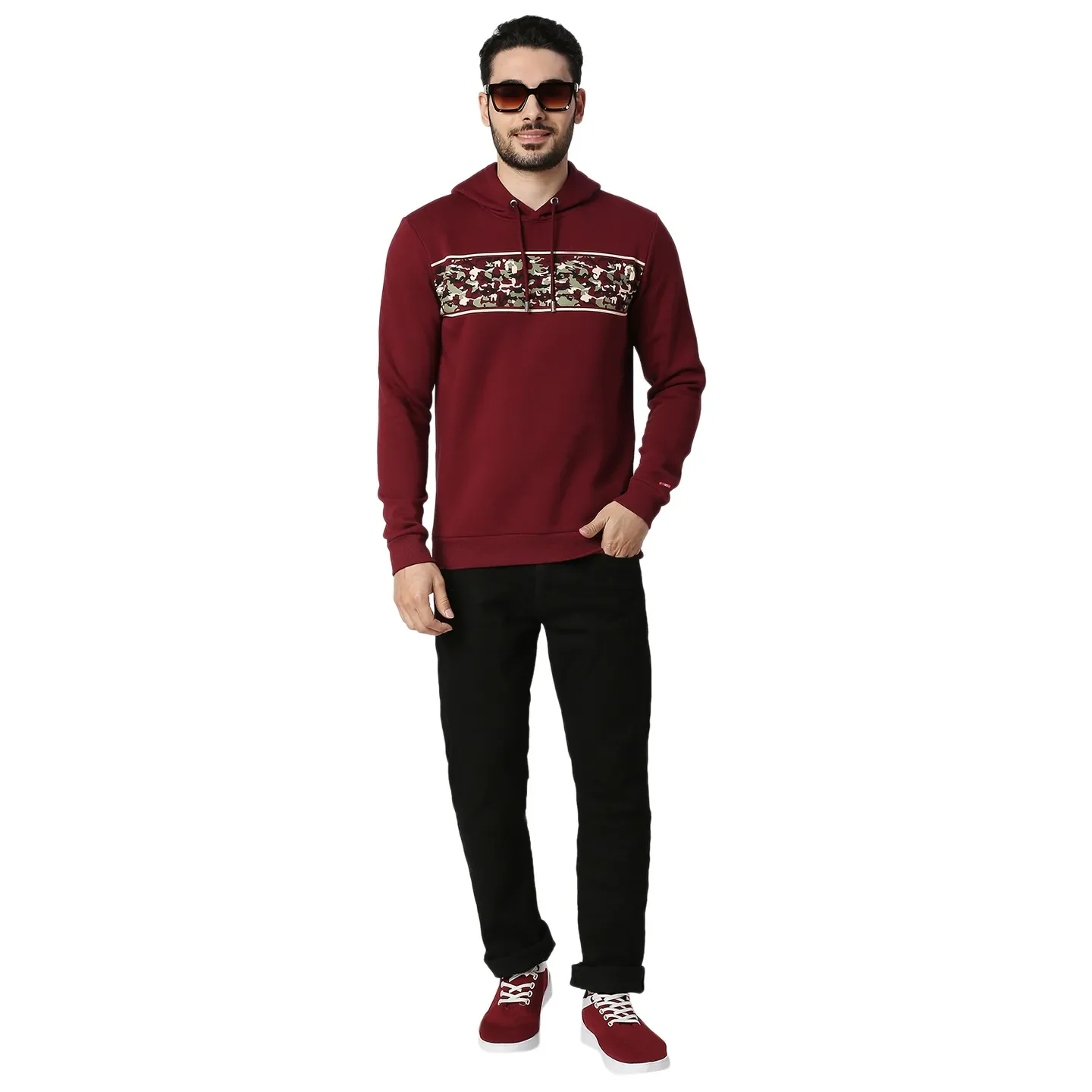 Wine Regular Fit Men's Hoodie by Being Human Clothing - Image 5