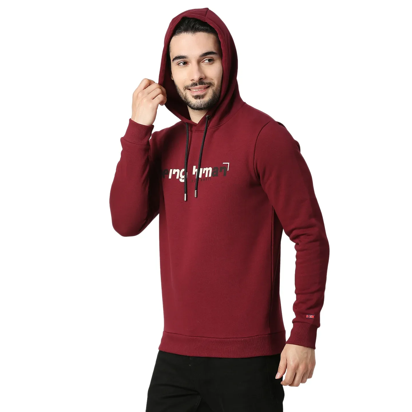 Wine Regular Fit Men's Hoodie by Being Human Clothing - Image 2