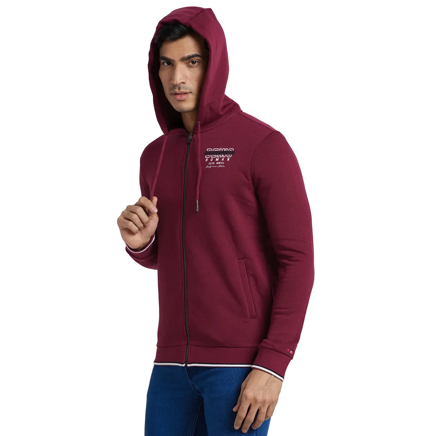 Wine Regular Fit Men's Hoodie by Being Human Clothing - Image 2