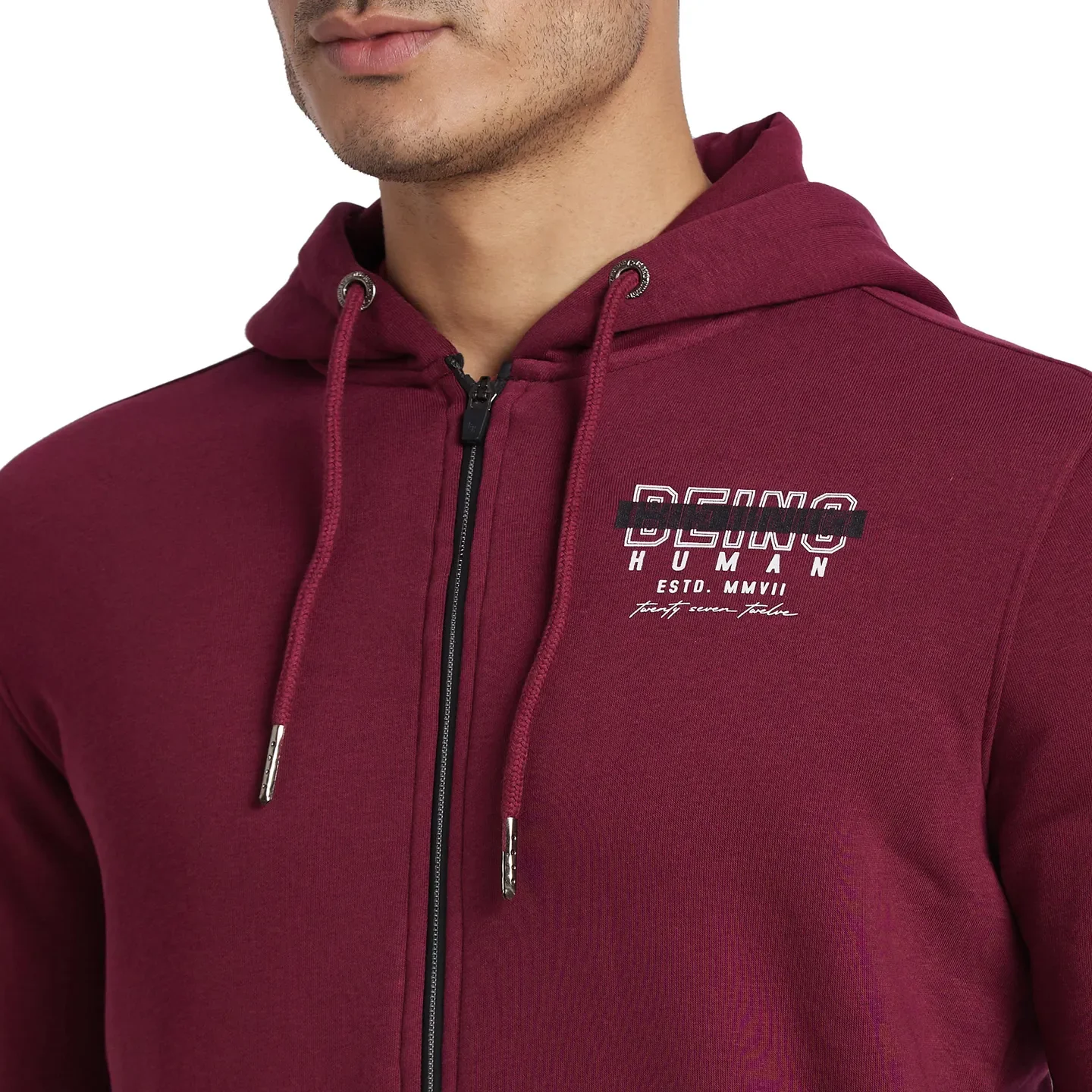 Wine Regular Fit Men's Hoodie by Being Human Clothing - Image 4