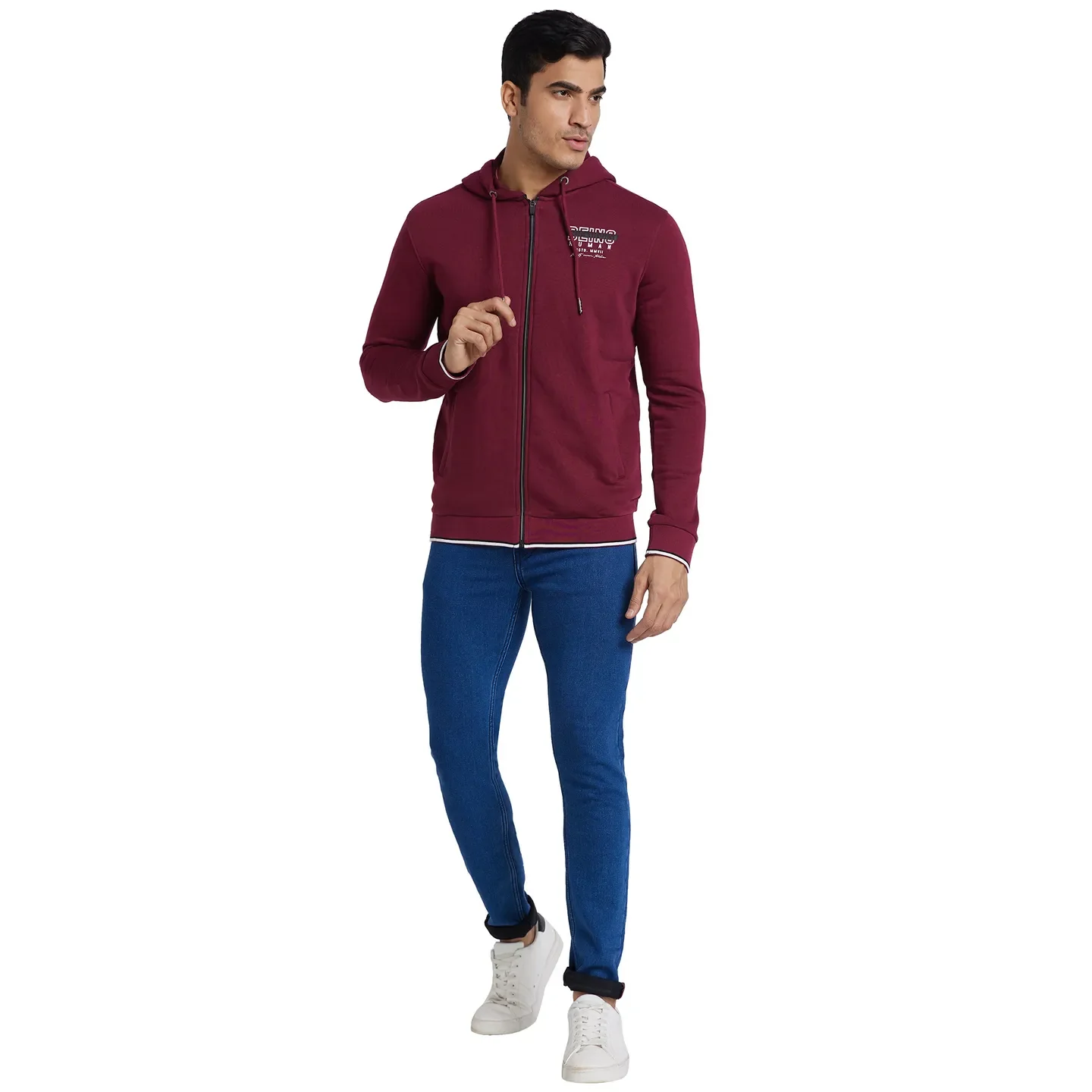 Wine Regular Fit Men's Hoodie by Being Human Clothing - Image 5