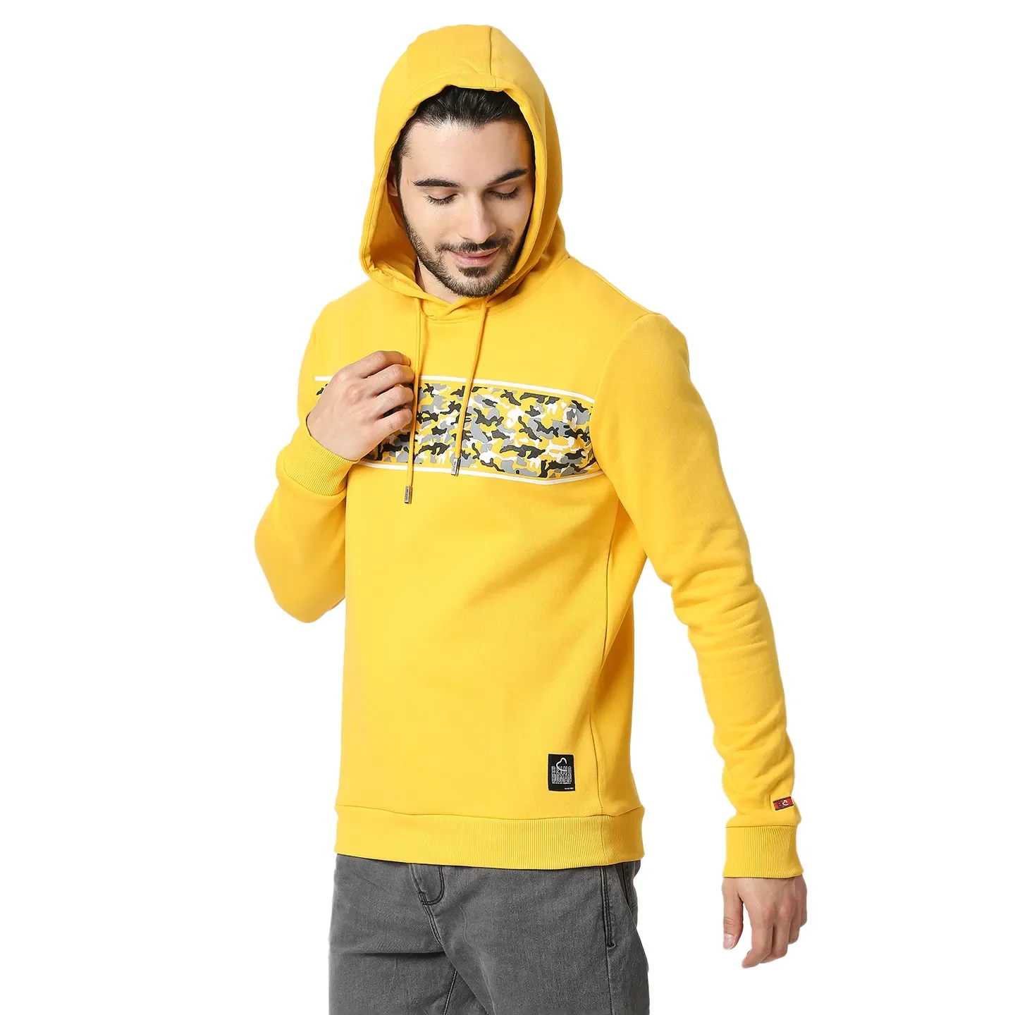 Yellow Regular Fit Men's Hoodie by Being Human Clothing - Image 2