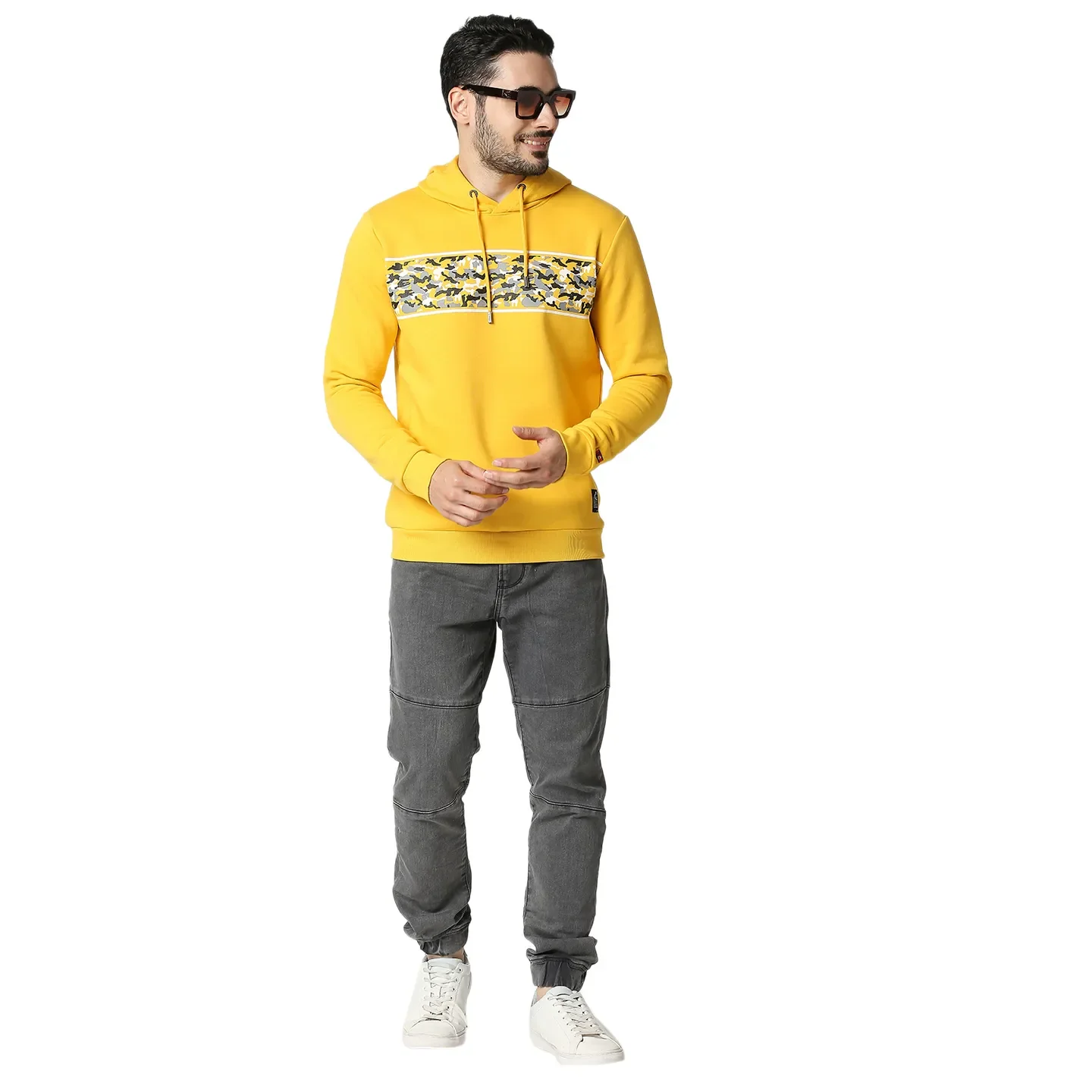Yellow Regular Fit Men's Hoodie by Being Human Clothing - Image 5