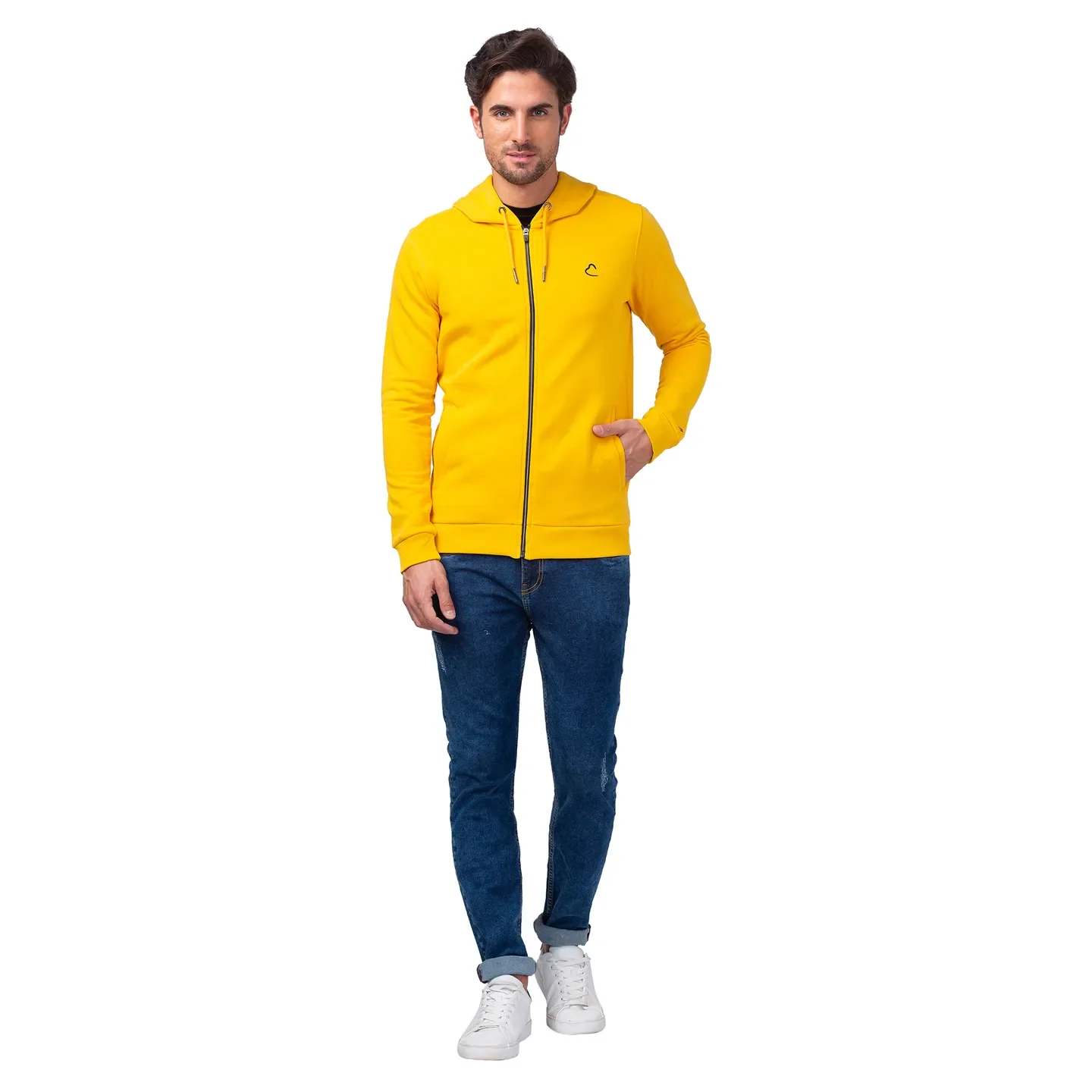 Yellow Regular Fit Men's Hoodie by Being Human Clothing - Image 2