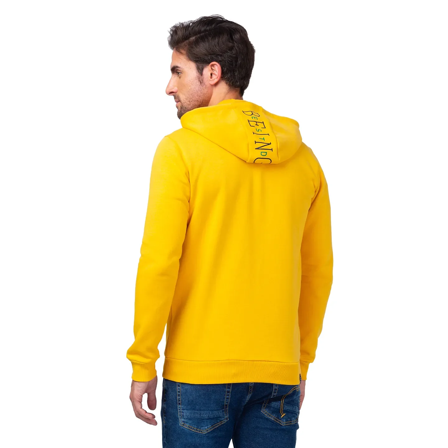 Yellow Regular Fit Men's Hoodie by Being Human Clothing - Image 3