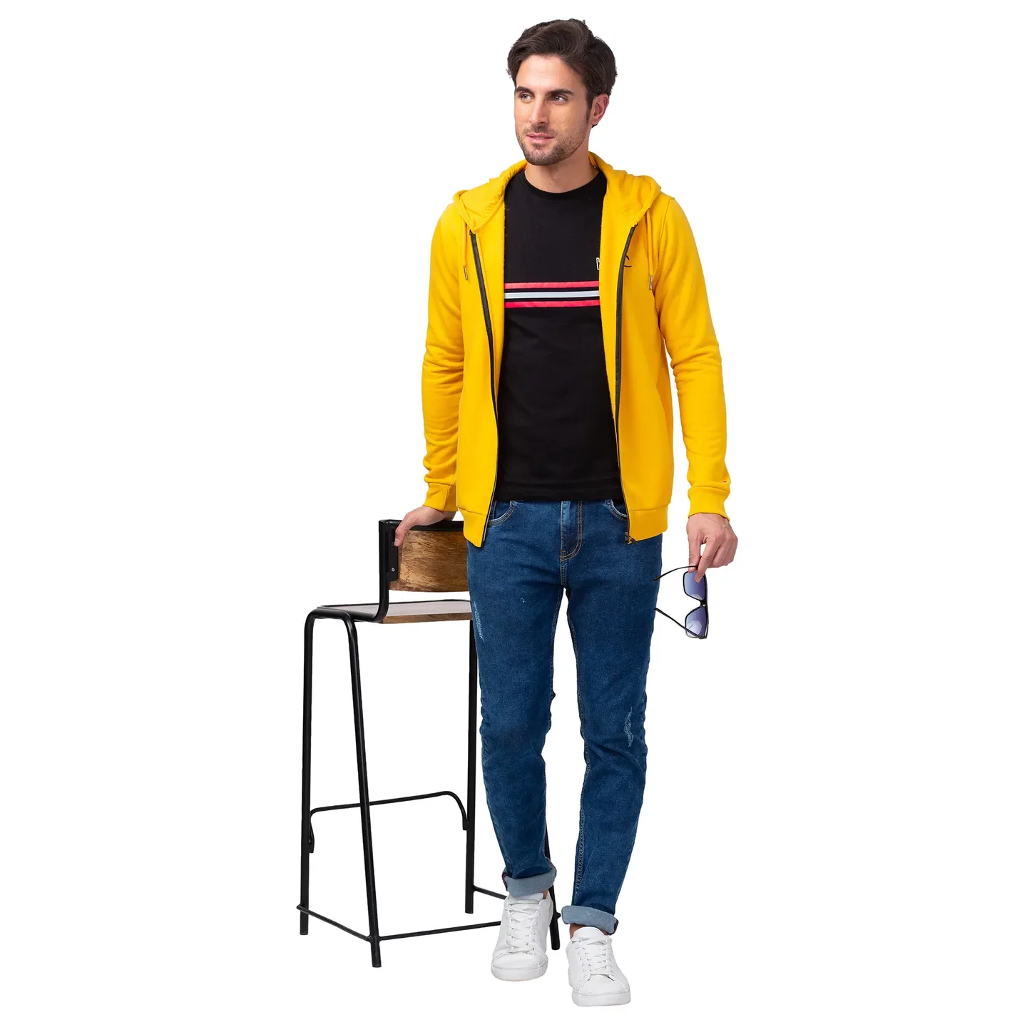 Yellow Regular Fit Men's Hoodie by Being Human Clothing - Image 6