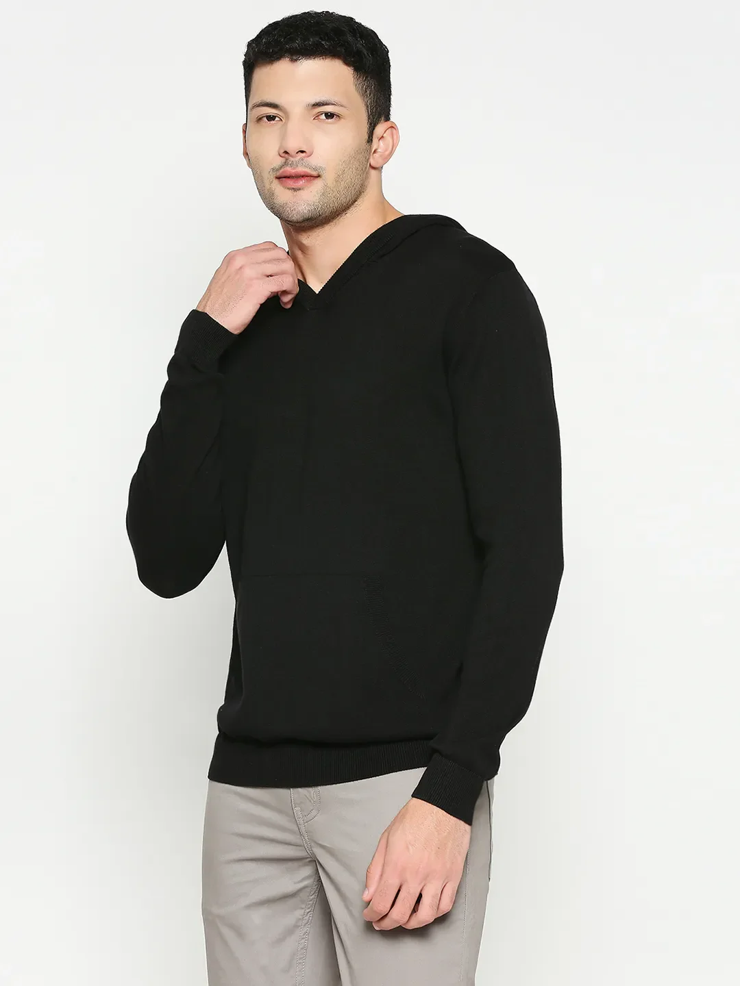 Black Regular Fit  Long Sleeves Men's Hoodie by Being Human Clothing - Image 2