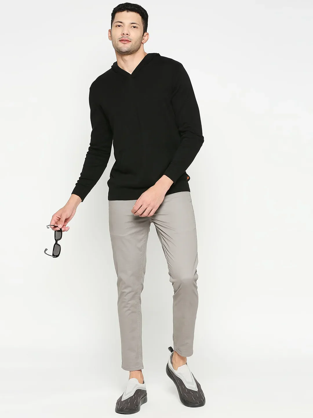 Black Regular Fit  Long Sleeves Men's Hoodie by Being Human Clothing - Image 6