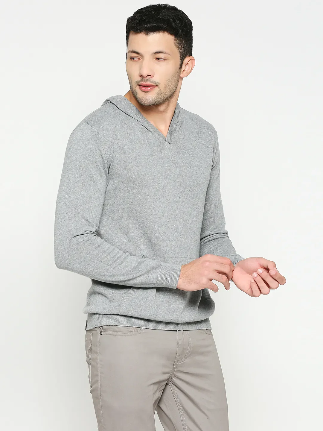 Grey Regular Fit Men's Hoodie by Being Human Clothing - Image 2