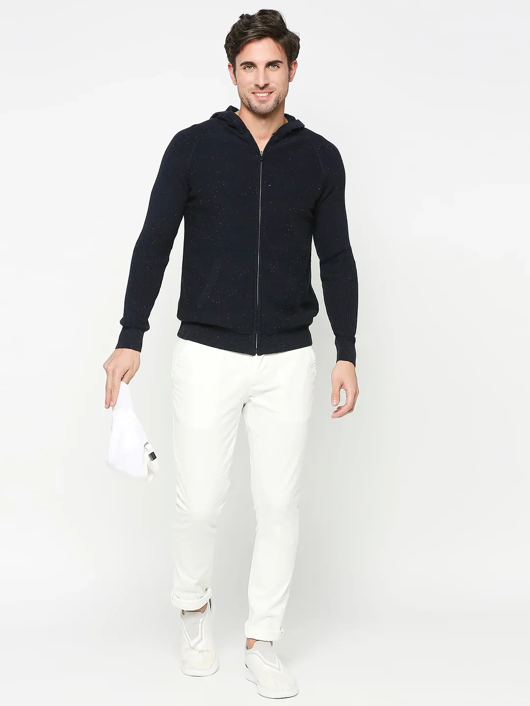 Blue Regular Fit  Long Sleeves Men's Hoodie by Being Human Clothing - Image 6