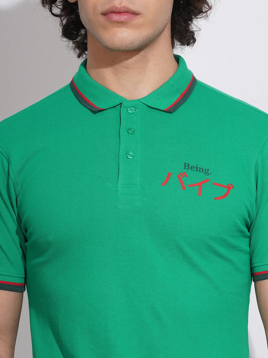 Green Regular Fit Men's Polo T-Shirt by Being Human Clothing - Image 5