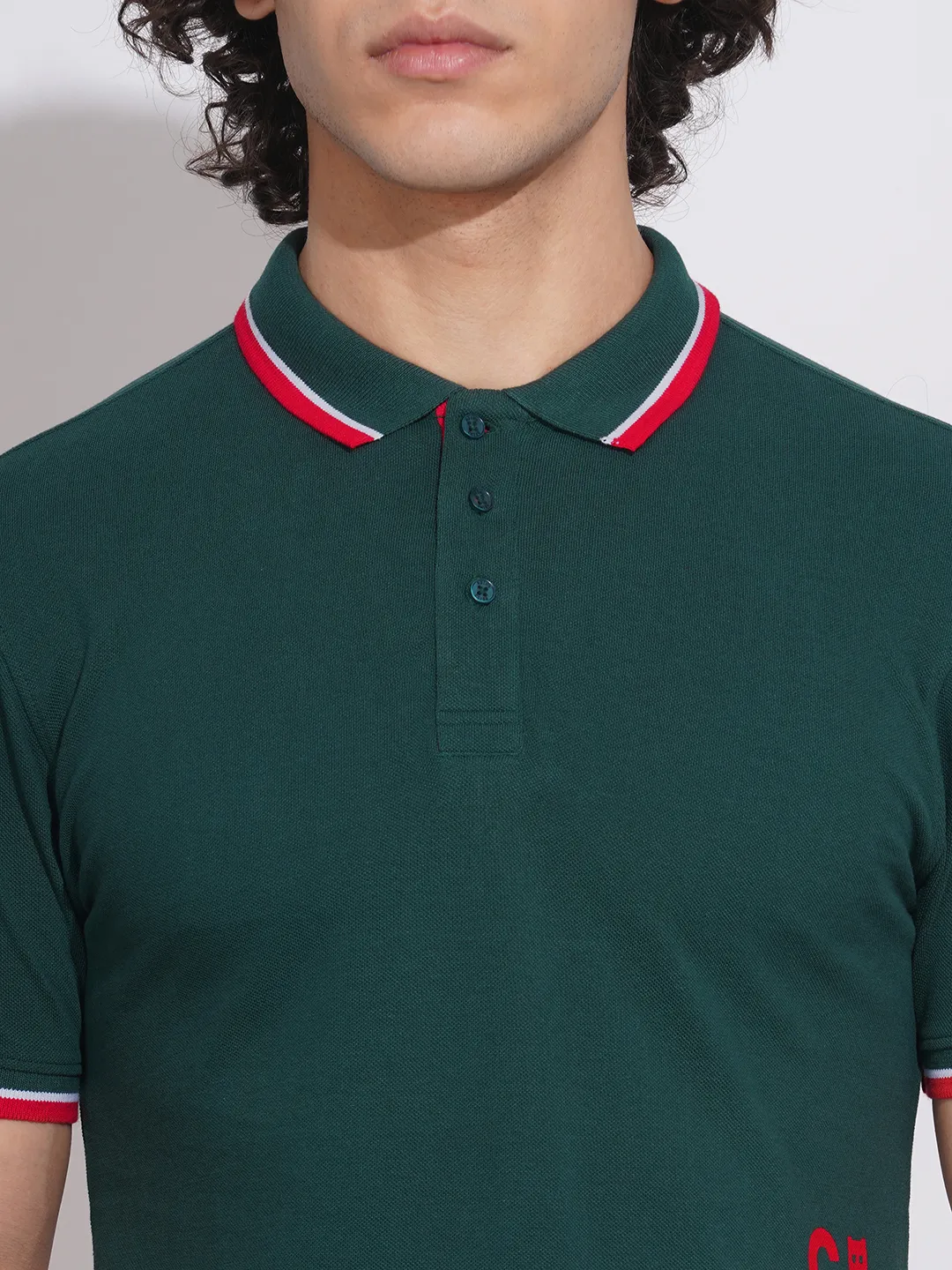 Green Regular Fit Men's Polo T-Shirt by Being Human Clothing - Image 5