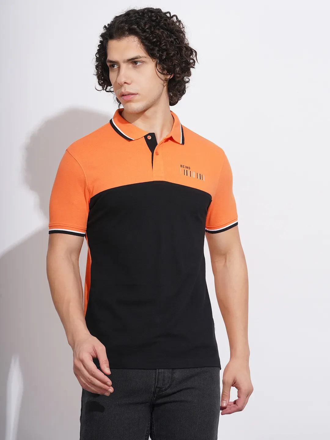 Orange Regular Fit Men's Polo T-Shirt by Being Human Clothing
