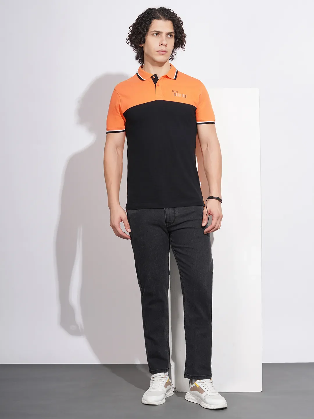 Orange Regular Fit Men's Polo T-Shirt by Being Human Clothing - Image 4