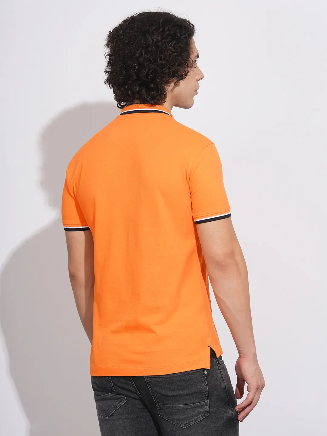 Orange Regular Fit Men's Polo T-Shirt by Being Human Clothing - Image 3