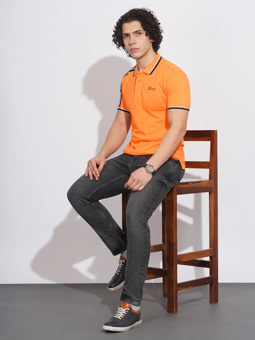 Orange Regular Fit Men's Polo T-Shirt by Being Human Clothing - Image 4