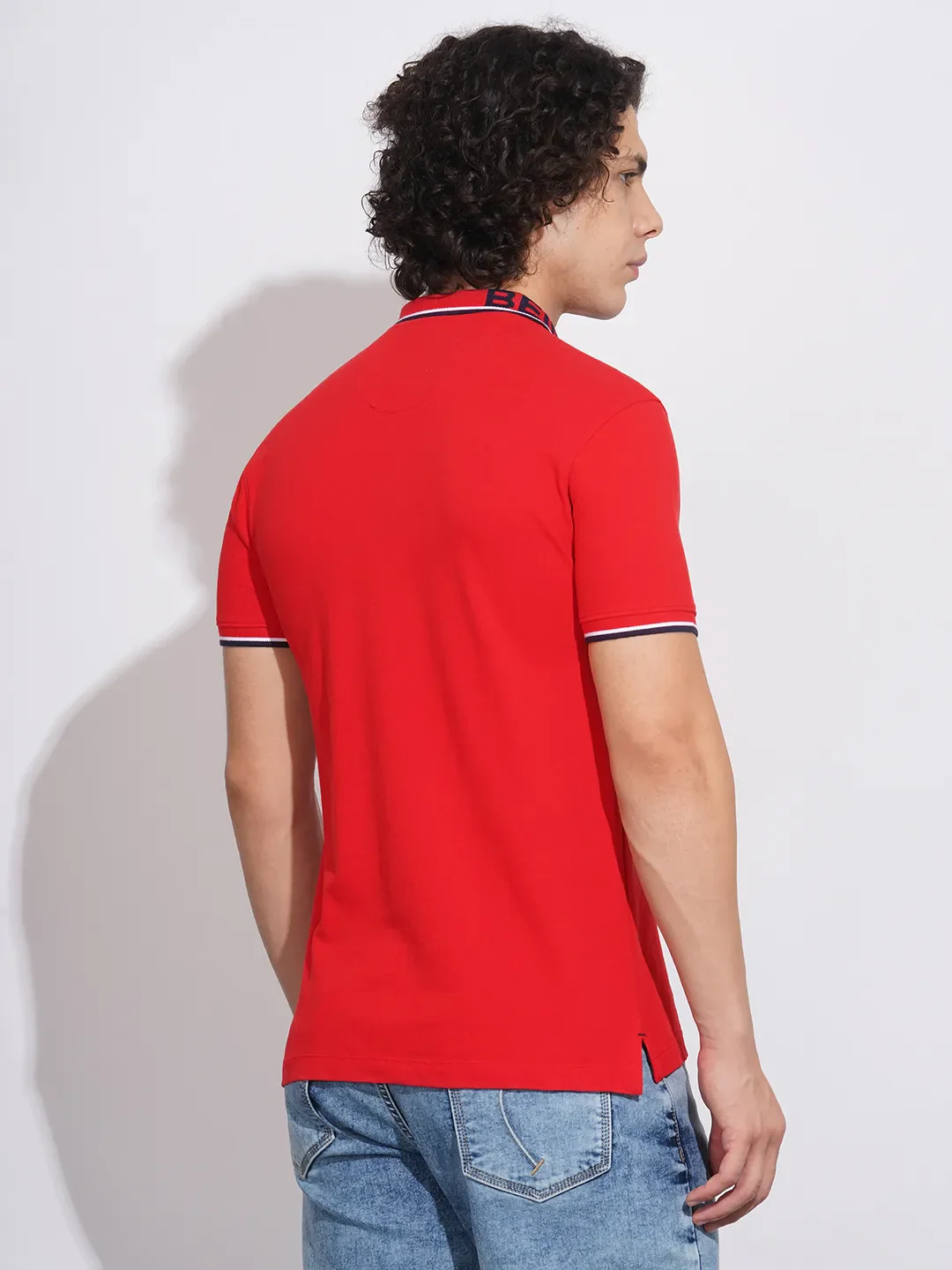 Red Regular Fit Men's Polo T-Shirt by Being Human Clothing - Image 3