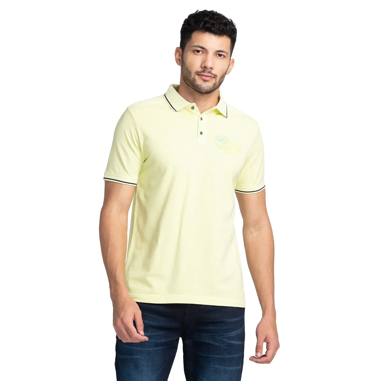 Green Regular Fit Men's Polo T-shirt by Being Human Clothing