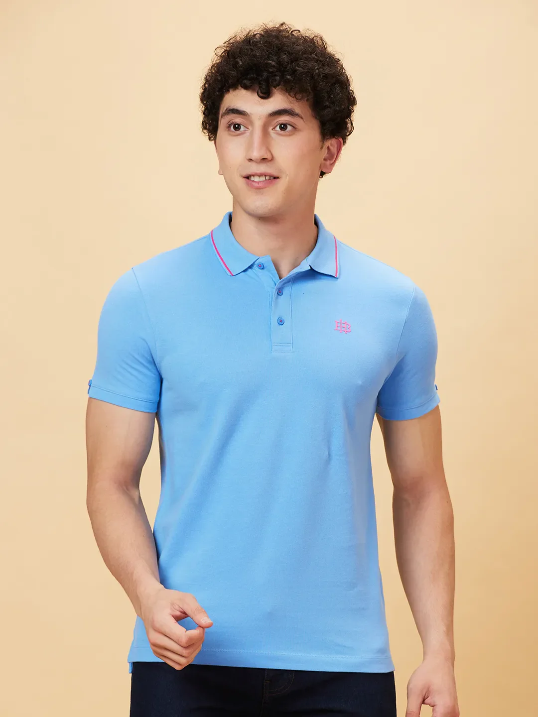 Blue Regular Fit Men's Polo T-Shirt by Being Human Clothing - Image 6