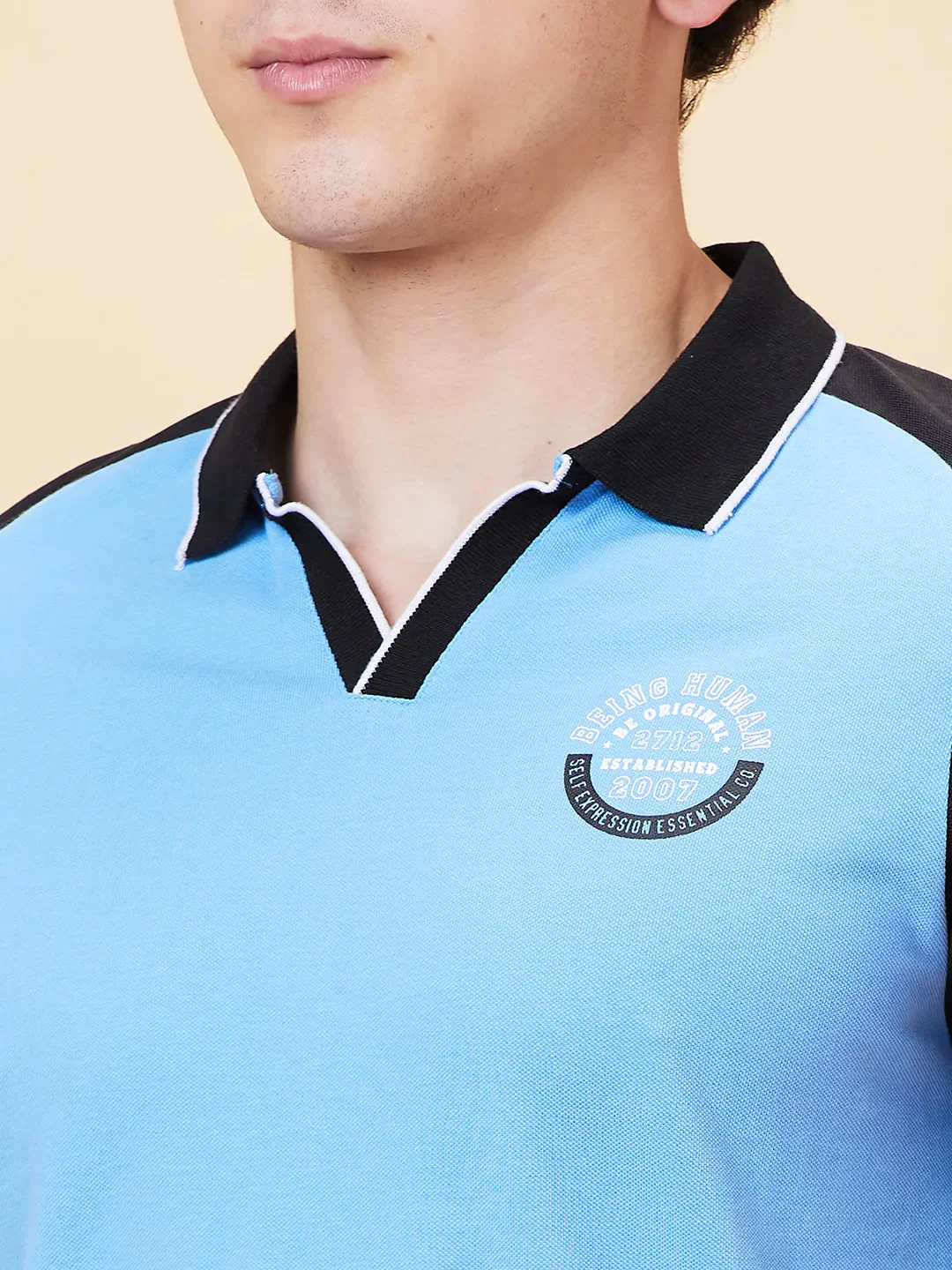 Blue Regular Fit Men's Polo T-Shirt by Being Human Clothing - Image 4