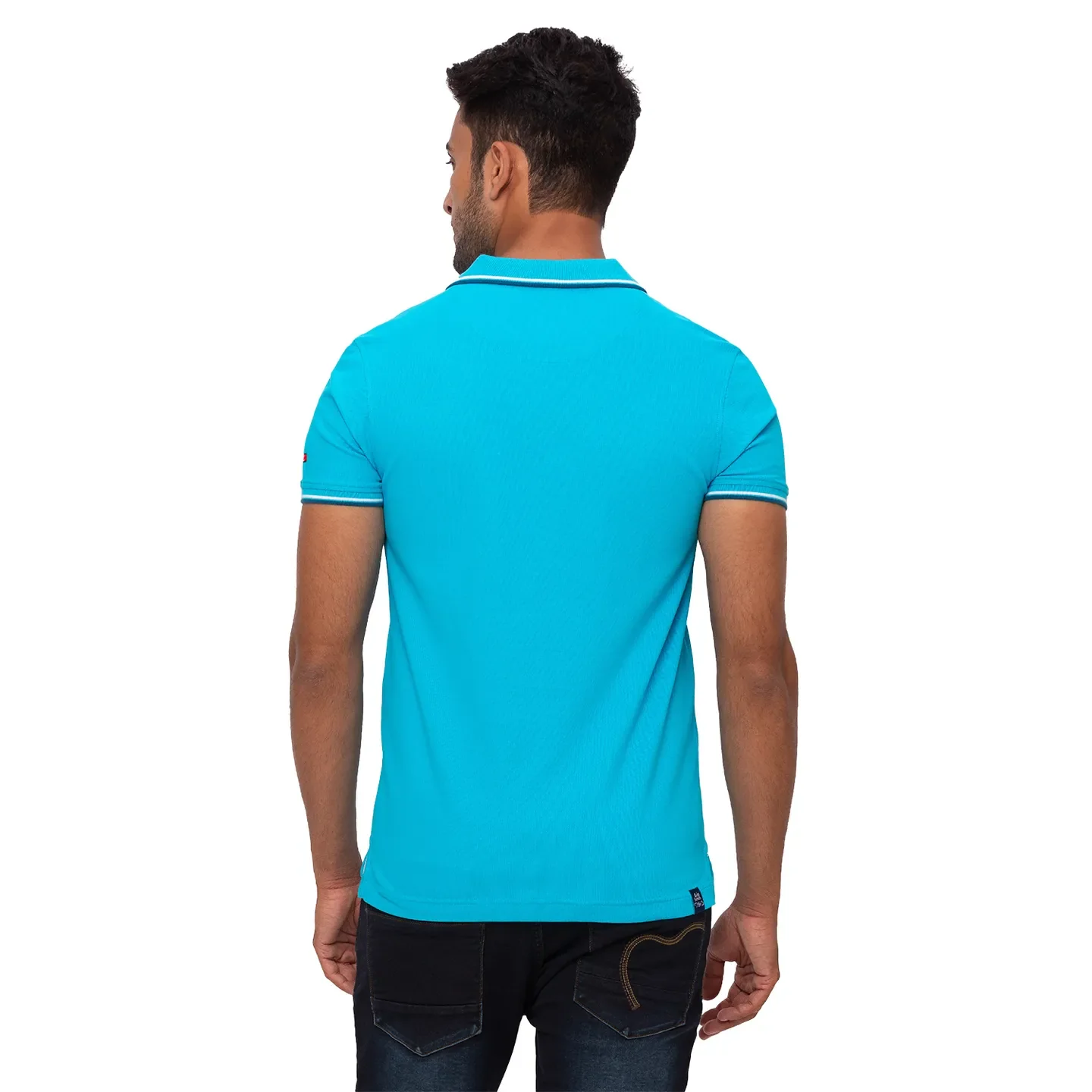 Aqua Regular Fit Men's Polo T-shirt by Being Human Clothing - Image 3
