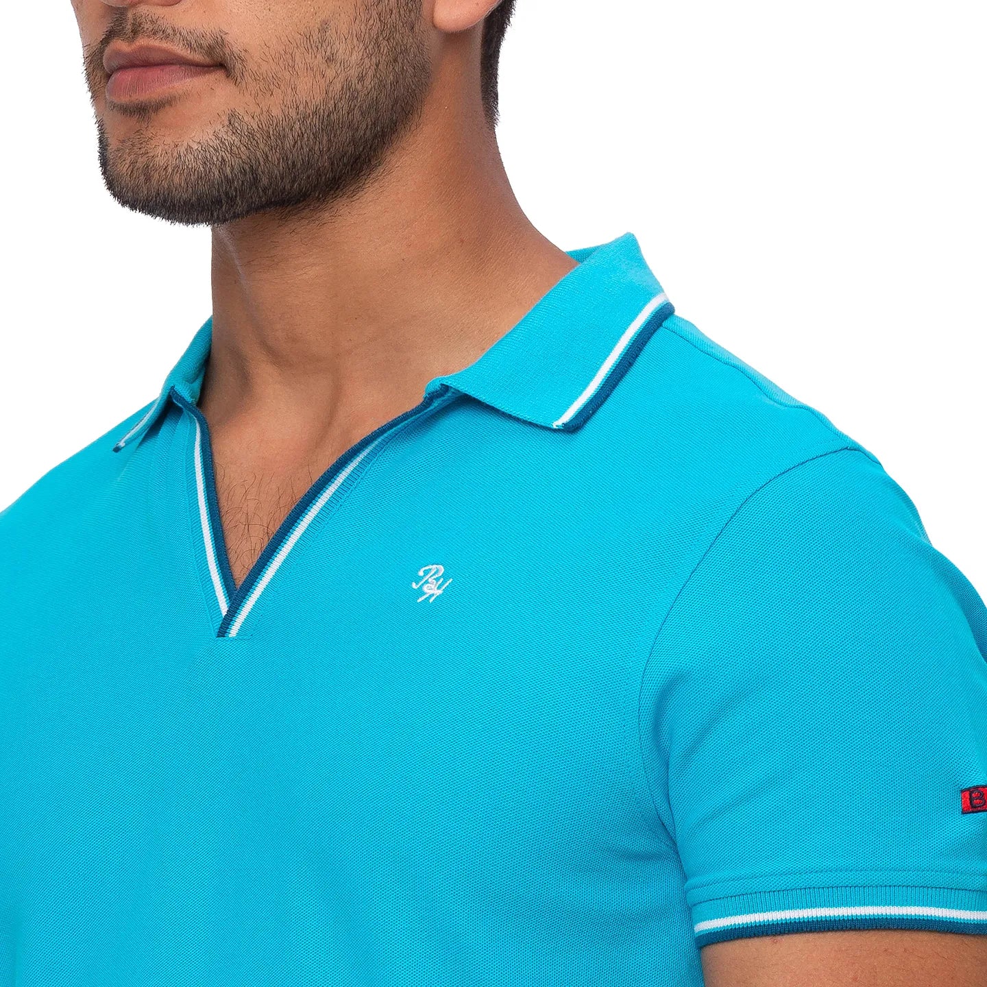 Aqua Regular Fit Men's Polo T-shirt by Being Human Clothing - Image 4