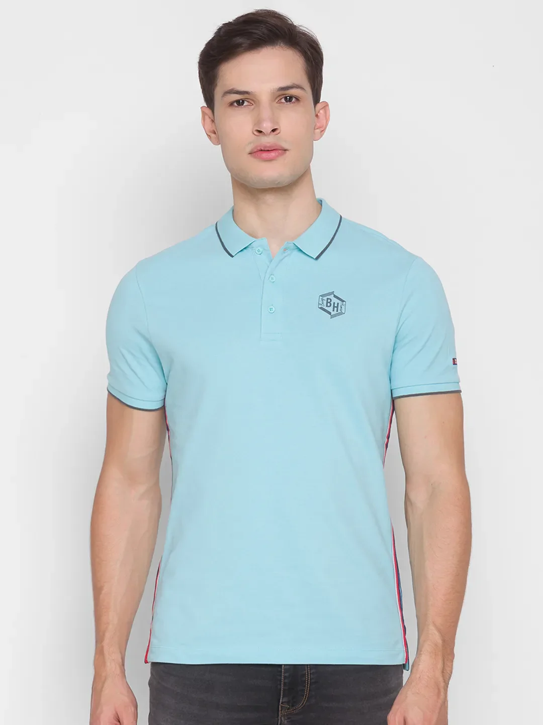 Blue Regular Fit Men's Polo T-Shirt by Being Human Clothing