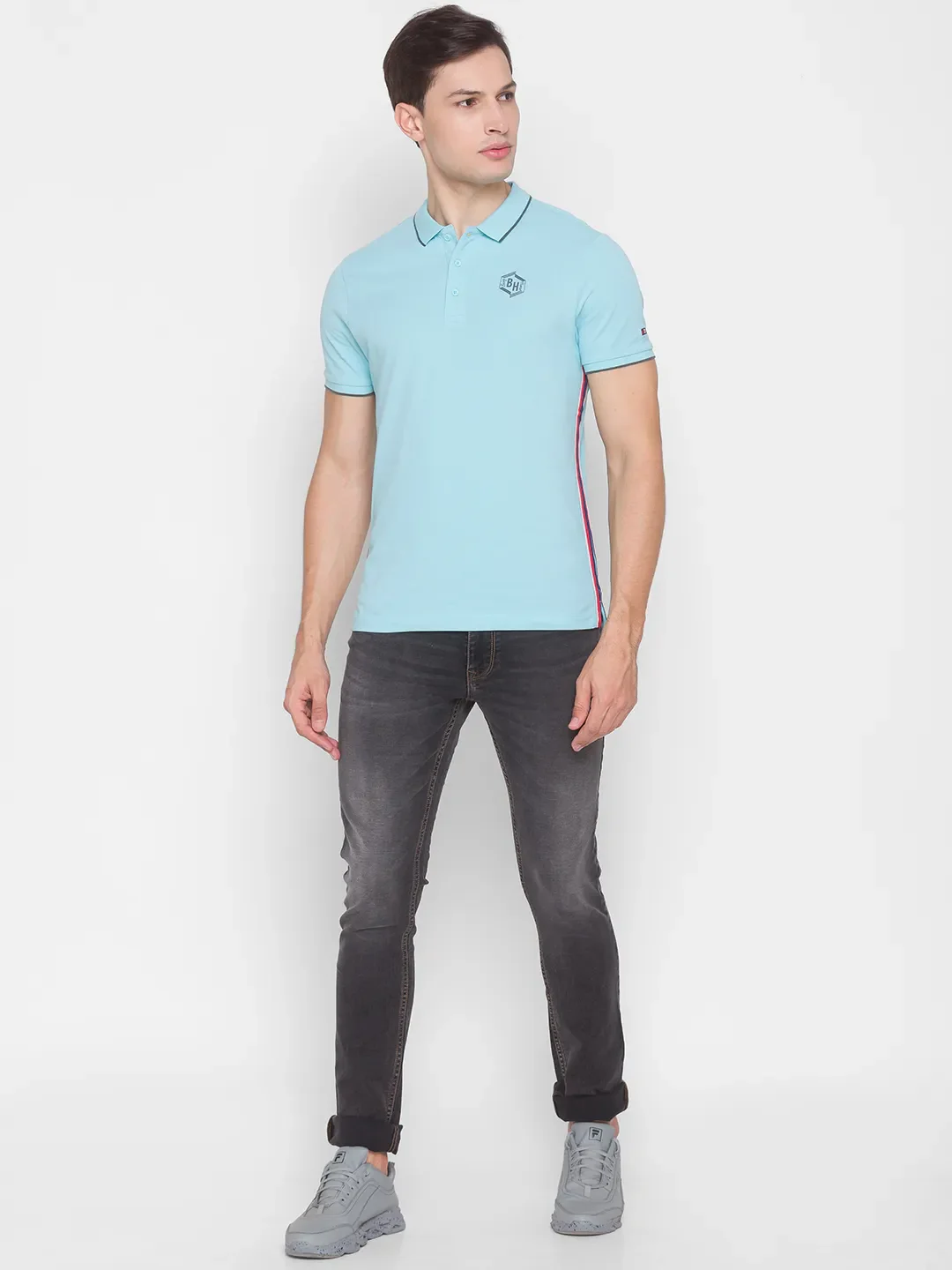 Blue Regular Fit Men's Polo T-Shirt by Being Human Clothing - Image 5