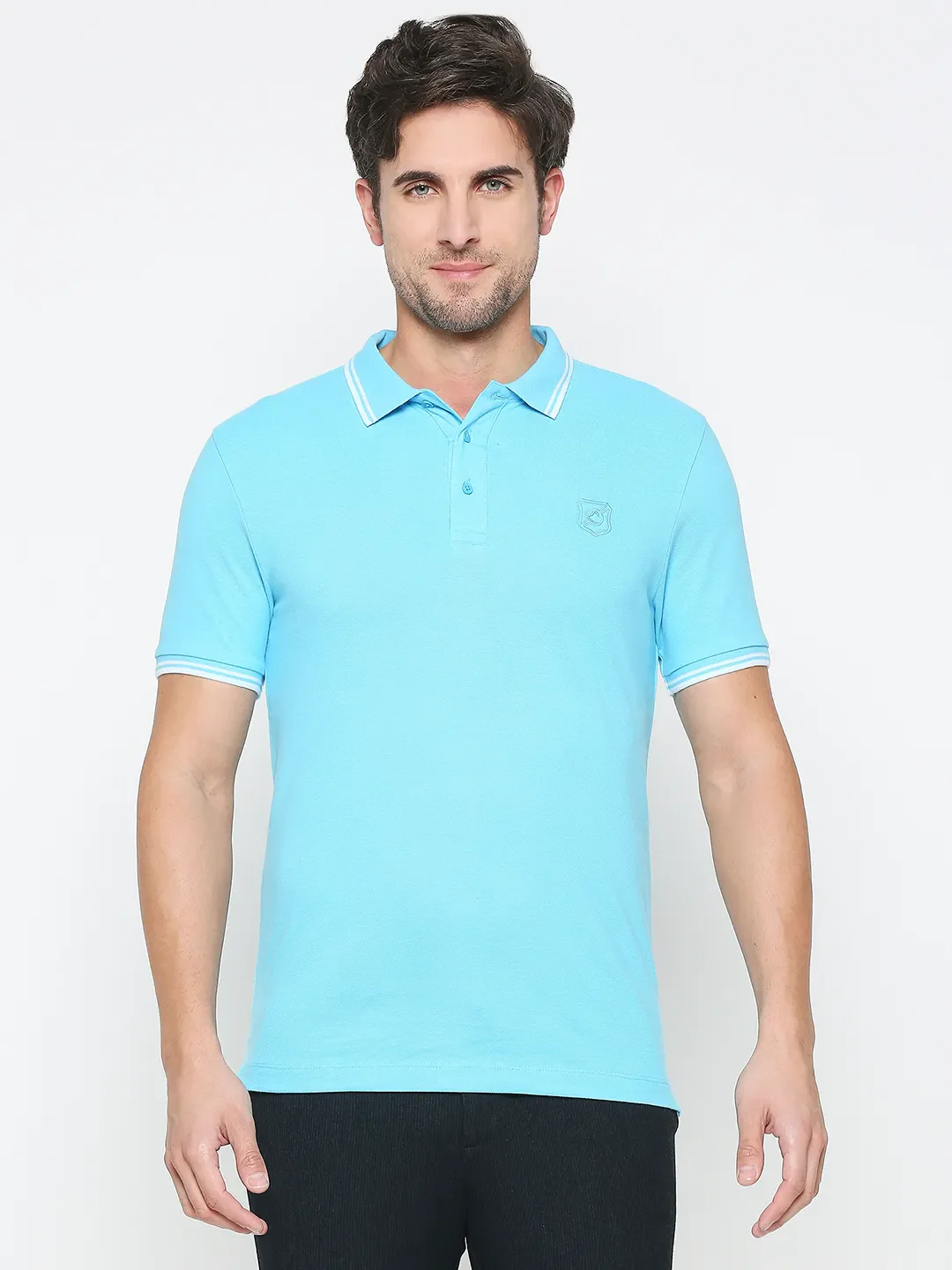 Blue Regular Fit Men's Polo T-Shirt by Being Human Clothing