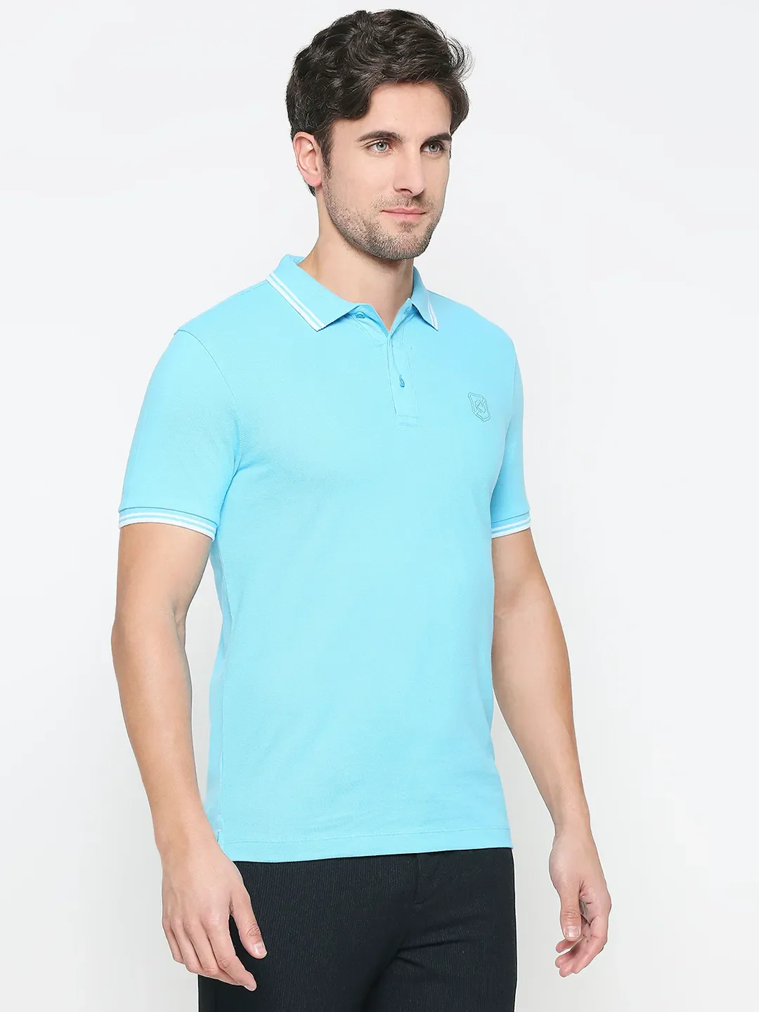 Blue Regular Fit Men's Polo T-Shirt by Being Human Clothing - Image 3