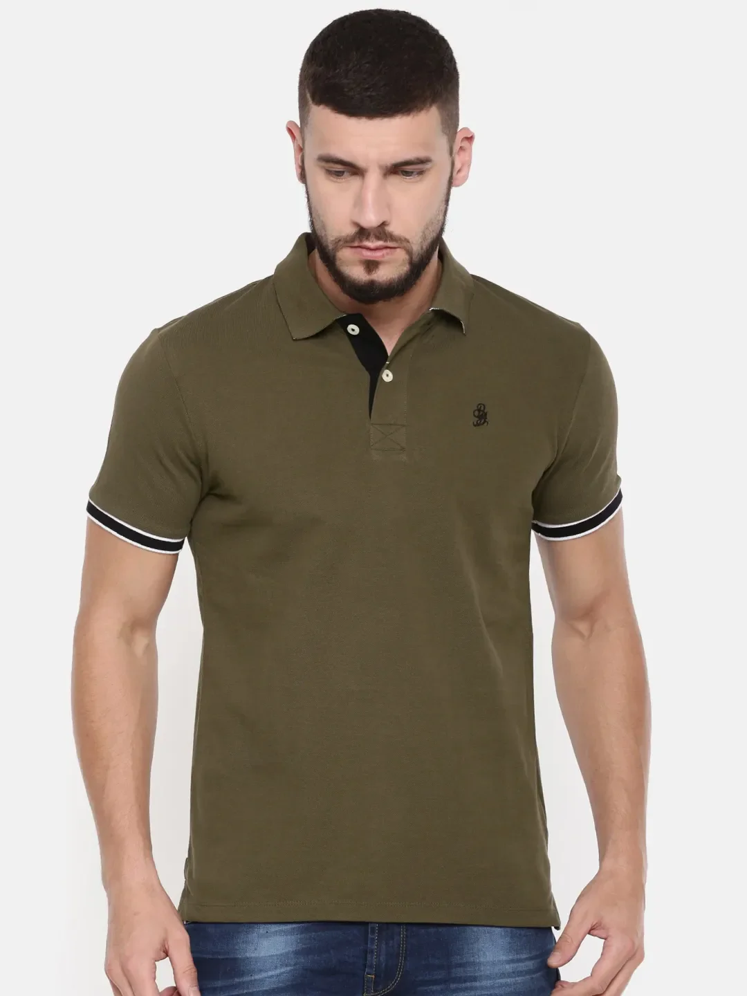 Green Regular Fit Men's Polo T-Shirt by Being Human Clothing