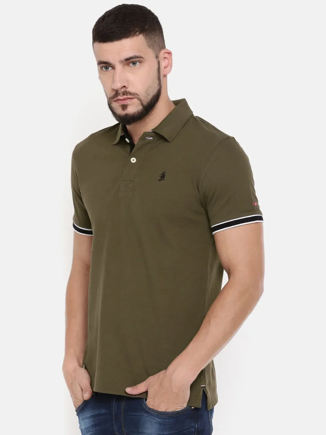 Green Regular Fit Men's Polo T-Shirt by Being Human Clothing - Image 5