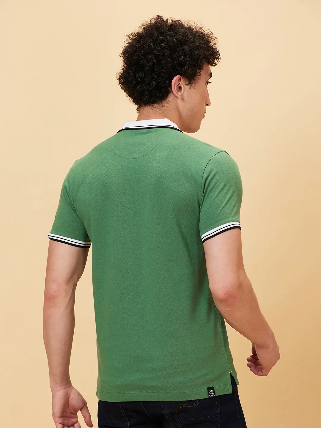 Green Regular Fit Men's Polo T-Shirt by Being Human Clothing - Image 2