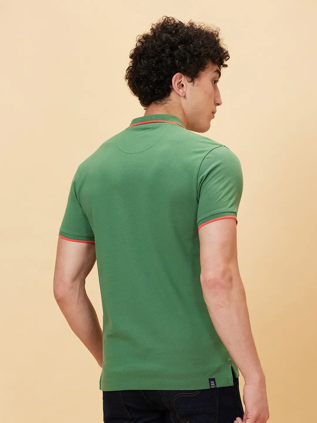 Green Regular Fit Men's Polo T-Shirt by Being Human Clothing - Image 2