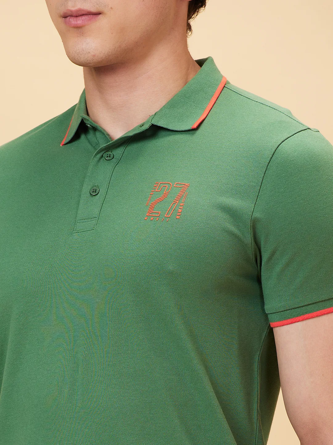 Green Regular Fit Men's Polo T-Shirt by Being Human Clothing - Image 4