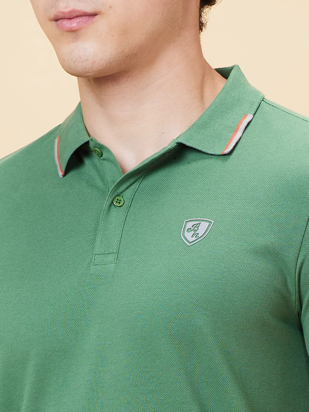 Green Regular Fit Men's Polo T-Shirt by Being Human Clothing - Image 4