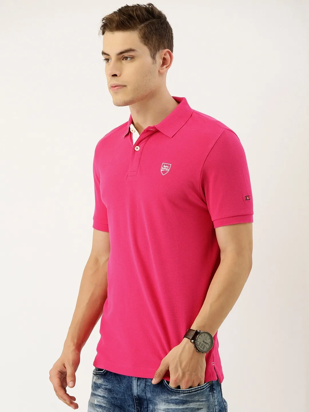 Red Regular Fit Men's Polo T-Shirt by Being Human Clothing - Image 2