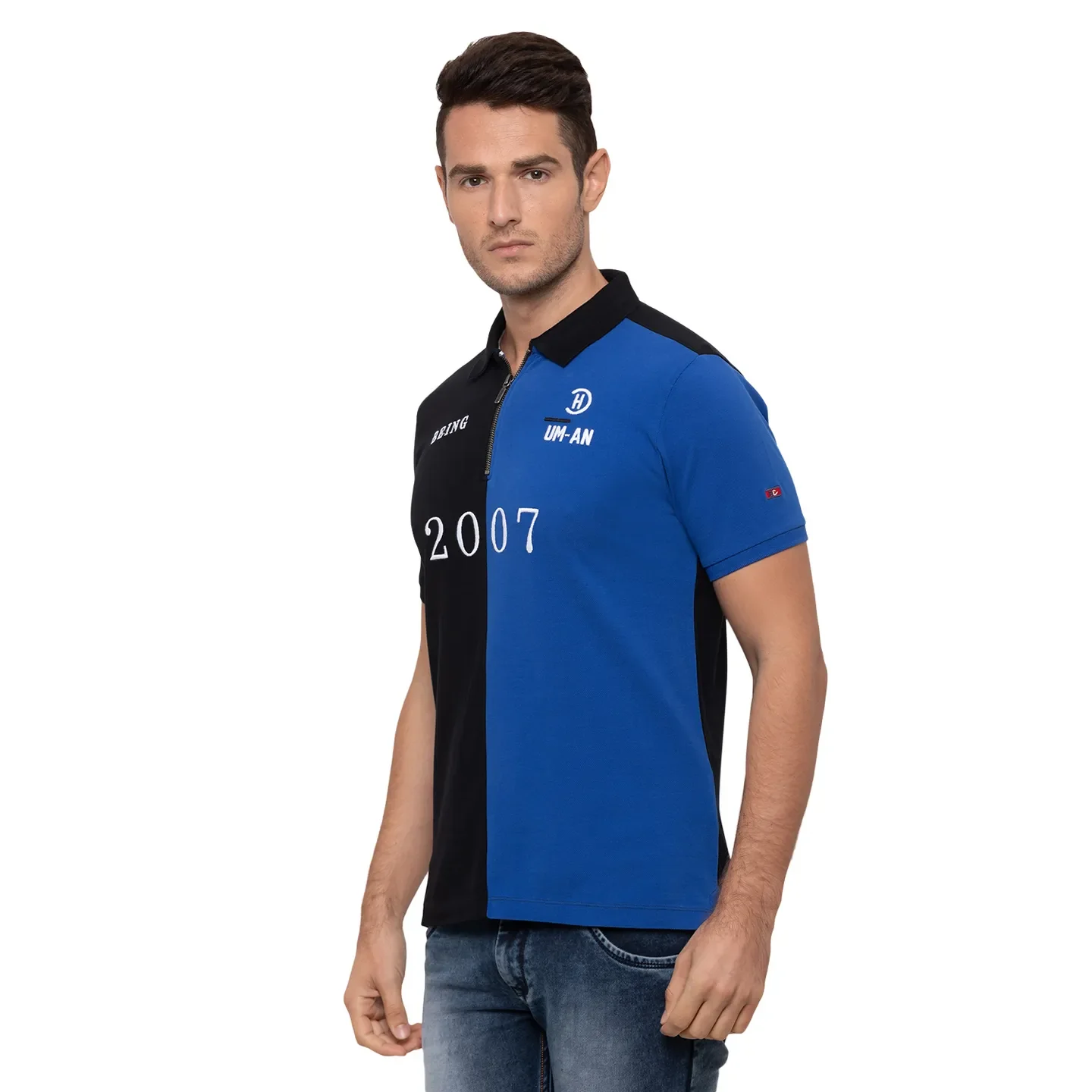 Black Regular Fit Men's Polo T-Shirt by Being Human Clothing - Image 4